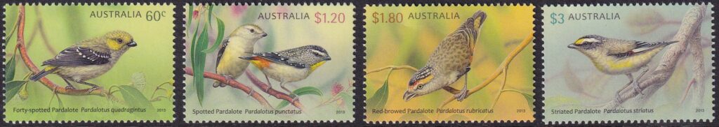Australia – 2013 – Birds – Pardalotes – SG 3992 / 3995, Mint Unhinged (Cat £34.00)