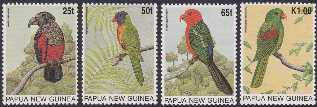 Papua New Guinea 1996 – Parrots – SG 776/779, Mint Unhinged (Cat £9.50)